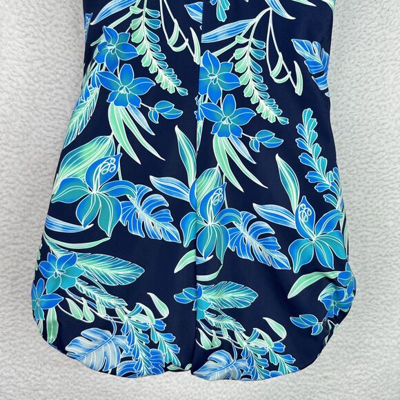 Lands' End‎ Swimsuit Womens 16 Long Blue Floral One Piece Tank Underwire Cups - Picture 9 of 16